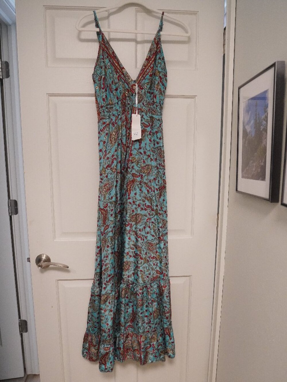 Karma Highway Turquoise Paisley Boho Maxi Tank Dress NWT